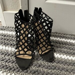 Lady Couture Jewel Encrusted Black Stilettos, US 8 EU 40